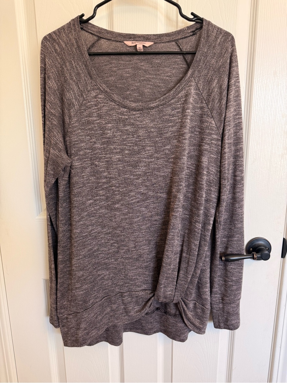 Juicy Couture XL Pink / Charcoal Gray Slouchy Scoop Neck Long Sleeve Tunic Top